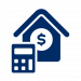 icon of house and calculator - blue