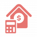 icon of house and calculator - salmon